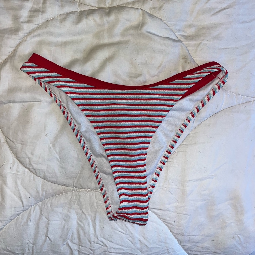 Red and White Striped Bikini Bottom
